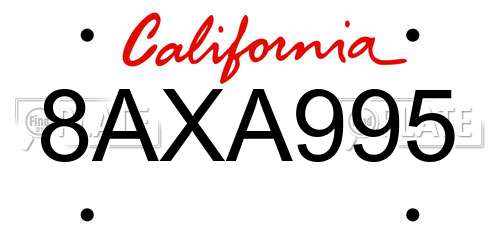 8AXA995 California License Plate
