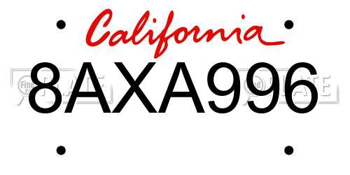 8AXA996 California License Plate
