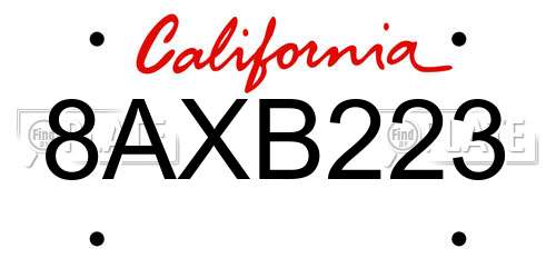 8AXB223 California License Plate