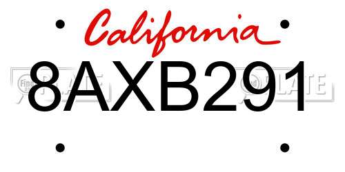 8AXB291 California License Plate