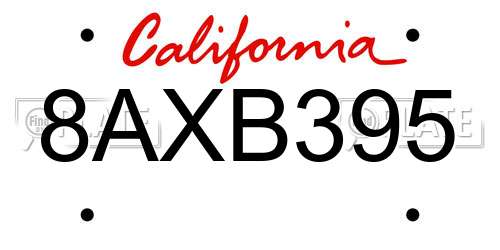8AXB395 California License Plate
