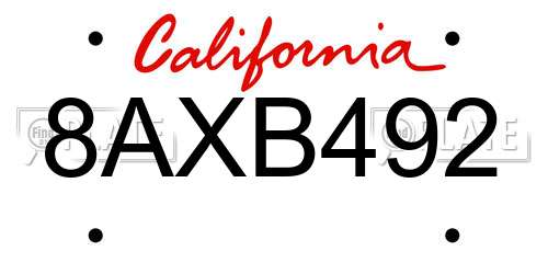 8AXB492 California License Plate