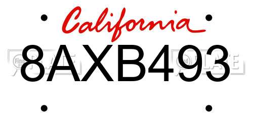 8AXB493 California License Plate