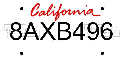8AXB496 California License Plate