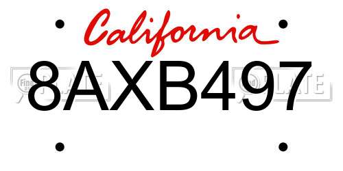 8AXB497 California License Plate