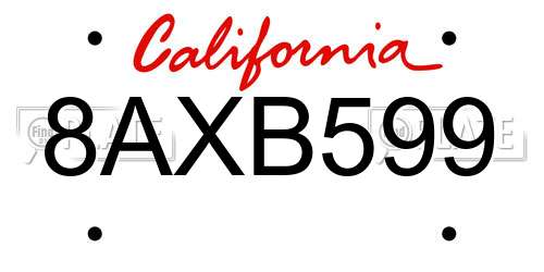 8AXB599 California License Plate