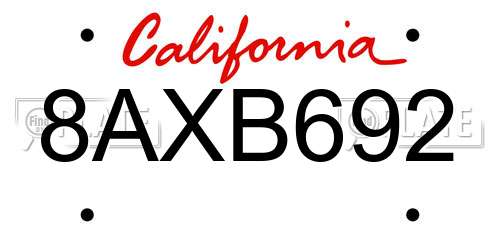 8AXB692 California License Plate