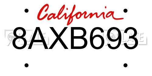 8AXB693 California License Plate