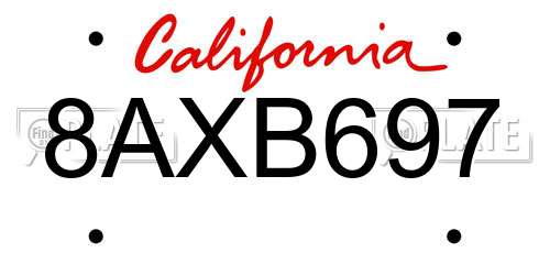 8AXB697 California License Plate