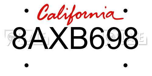 8AXB698 California License Plate