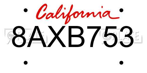 8AXB753 California License Plate