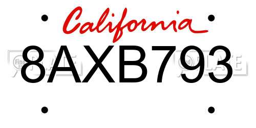 8AXB793 California License Plate