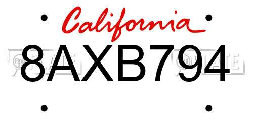 8AXB794 California License Plate