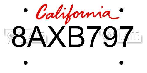 8AXB797 California License Plate