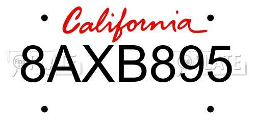 8AXB895 California License Plate