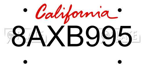 8AXB995 California License Plate