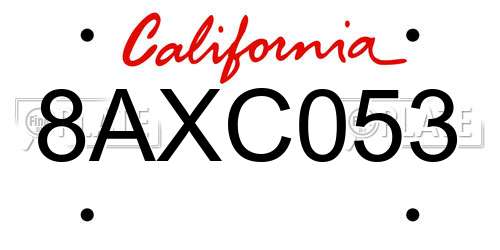 8AXC053 California License Plate