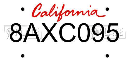 8AXC095 California License Plate