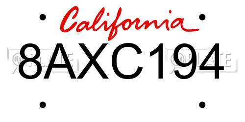 8AXC194 California License Plate