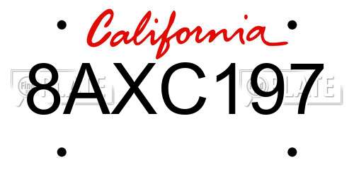 8AXC197 California License Plate