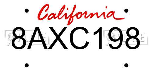 8AXC198 California License Plate