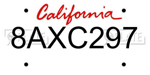 8AXC297 California License Plate
