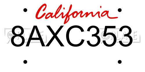 8AXC353 California License Plate