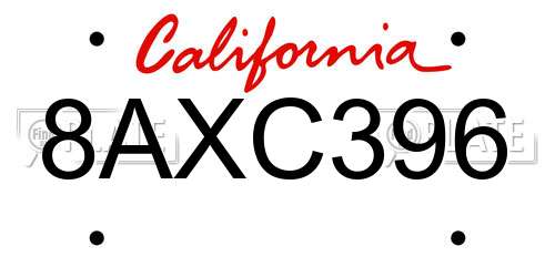 8AXC396 California License Plate