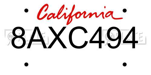 8AXC494 California License Plate