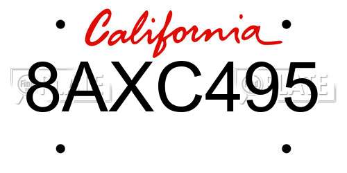 8AXC495 California License Plate