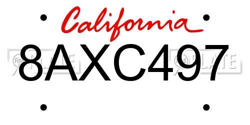8AXC497 California License Plate