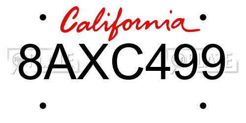 8AXC499 California License Plate