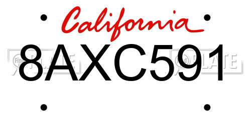 8AXC591 California License Plate