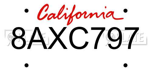 8AXC797 California License Plate