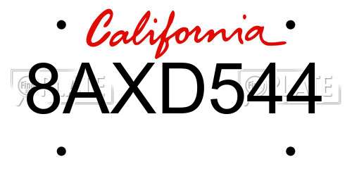 8AXD544 California License Plate