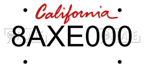 8AXE000 California License Plate