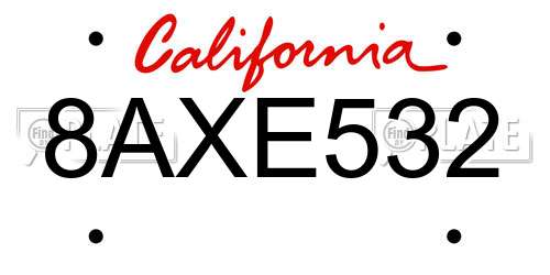 8AXE532 California License Plate