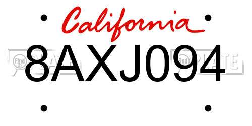 8AXJ094 California License Plate