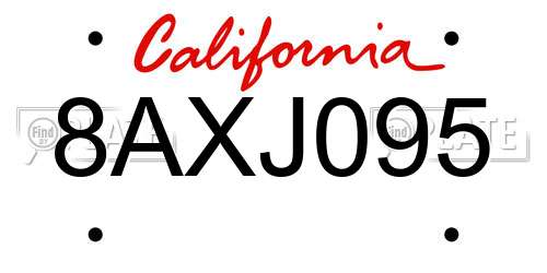8AXJ095 California License Plate