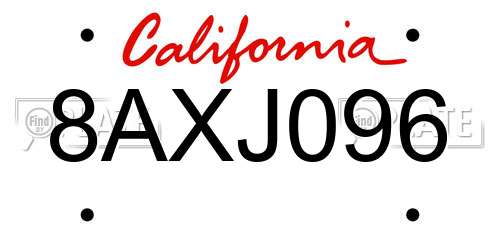 8AXJ096 California License Plate