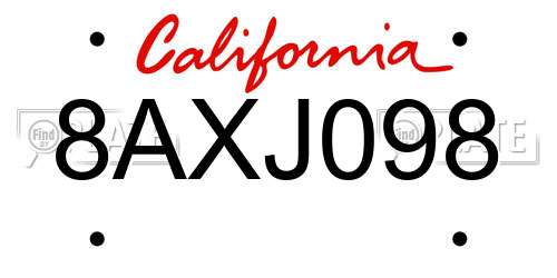 8AXJ098 California License Plate