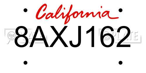 8AXJ162 California License Plate