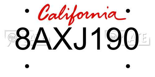8AXJ190 California License Plate