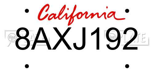 8AXJ192 California License Plate