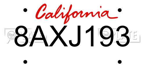 8AXJ193 California License Plate