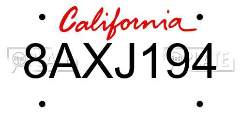 8AXJ194 California License Plate