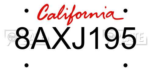 8AXJ195 California License Plate