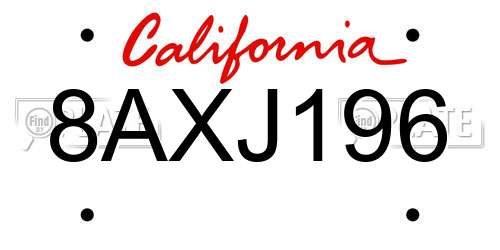 8AXJ196 California License Plate