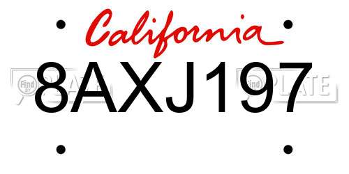 8AXJ197 California License Plate