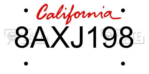 8AXJ198 California License Plate